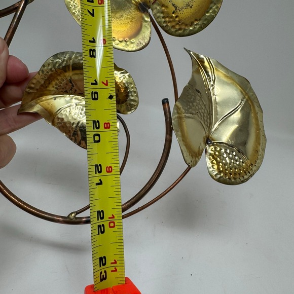 Vintage Metal Wall Art Copper Gold Flower Vine Sculpture Home Decor Accent - Picture 4 of 11